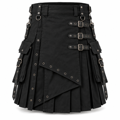 Premium Black Vixxsin Gothic Utility Kilt