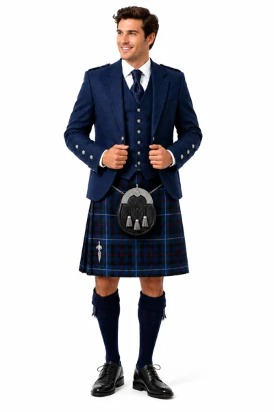 BLUE TWEED KILT OUTFIT KILTANDKILTS.COM