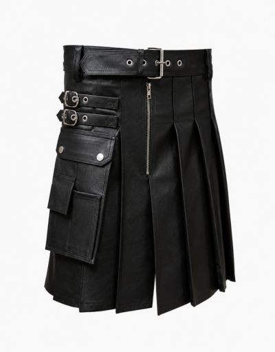 real men back leather kilt -kiltandkilts.com