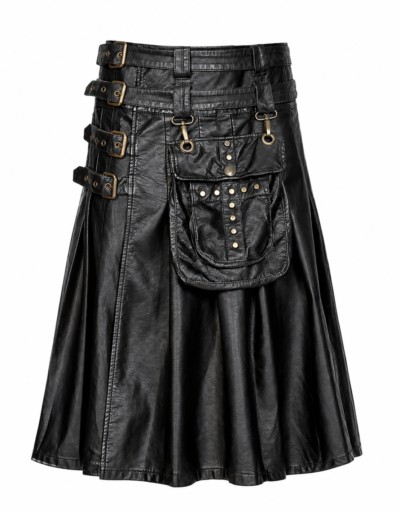 gothic black leather kilt