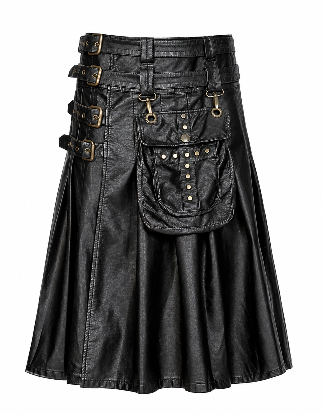 gothic black leather kilt