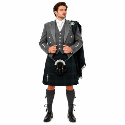 tartan kilt outfit grey jacket