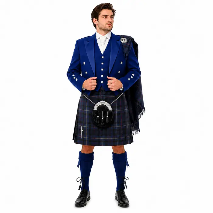 royal blue prince charlie kilt outfit