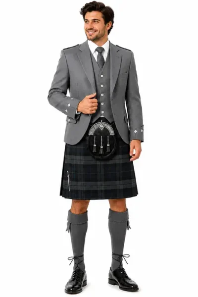 Scottish Kilt Outfit With Argyle Jacket