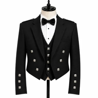 prince charlie black kilt jacket kiltandkilts.com