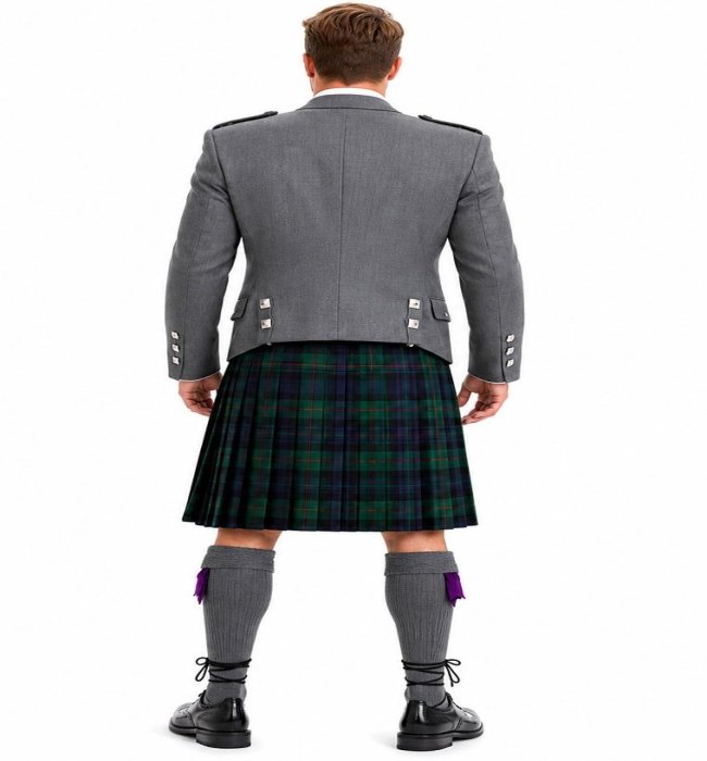 Custom Made Light Grey Argyle Kilt Outfit - Image 2