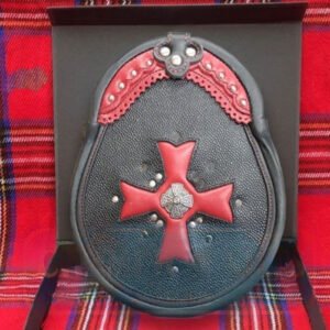 Black & Red Leather Crusader Hunting Sporran