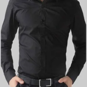Black Cotton Dress Shirt for Men
