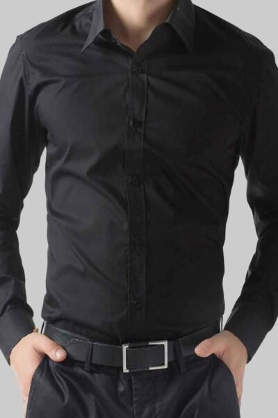 Black Cotton Dress Shirt for Men