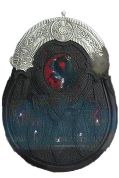 BLACK LEATHER DEARG HUNTING SPORRAN