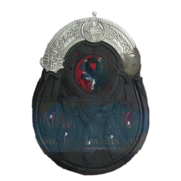 BLACK LEATHER DEARG HUNTING SPORRAN