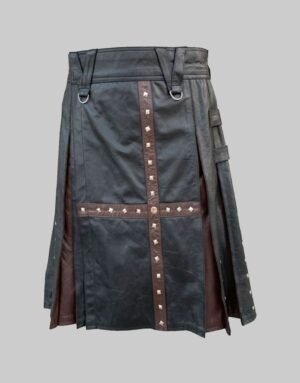 Black and Brown Modern Leather Kilt For Men