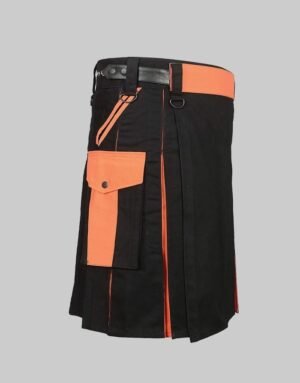 Black and Orange Men,s Hybrid Kilt