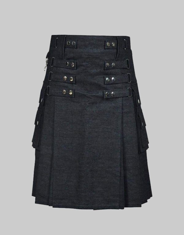Black Denim Stylish Kilt For Men