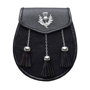 Black Fur Daress Sporran With Chain Belt