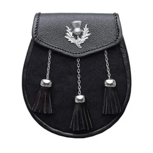 Black Fur Daress Sporran With Chain Belt