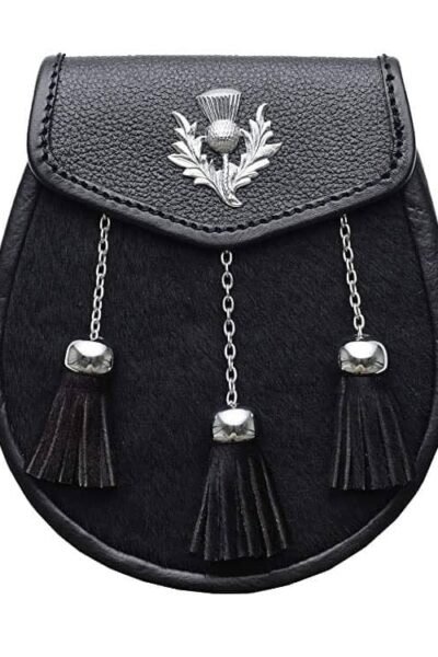 Black Fur Daress Sporran With Chain Belt