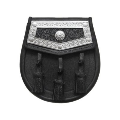 Black Leather Celtic Plate Sporran