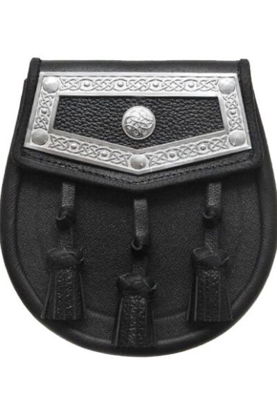 Black Leather Celtic Plate Sporran