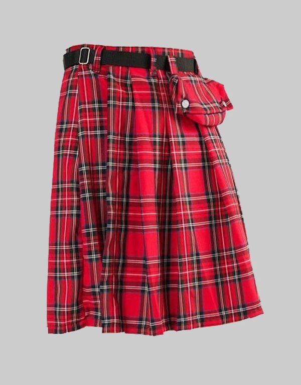 Black Pistol Red Tartan Short Kilt