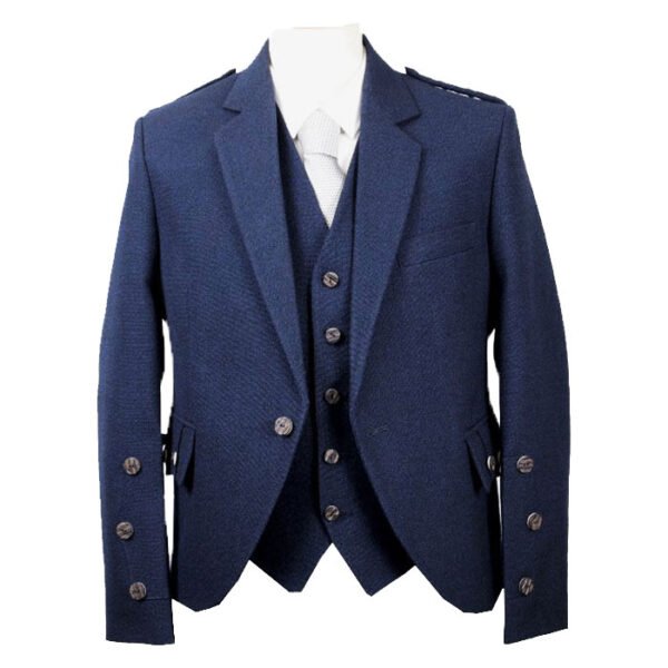 Blue Wool Tweed Argyle Kilt Jacket