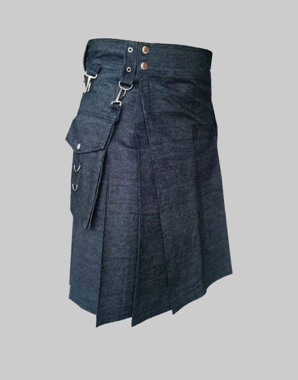 Blue Indigo Denim Kilt For Men