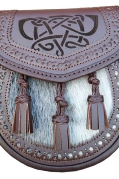 Brown Laser Etched Leather Seal Skin Semi Dress Sporran