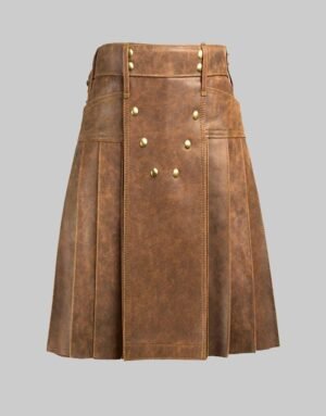 Brown Leather Kilt For Men