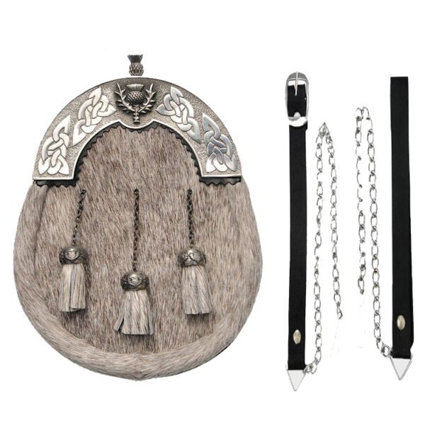 Chrome Celtic Weave Stag Full Dress Sporran - Image 2