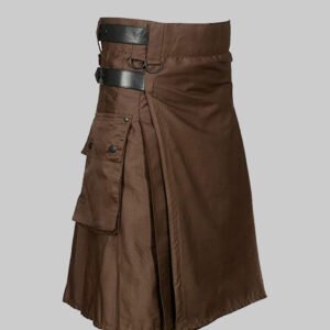 Chocolate Brown Utility Kilt With Leather Strap