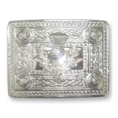 Chrome Thistle Kilt Belt Buckle
