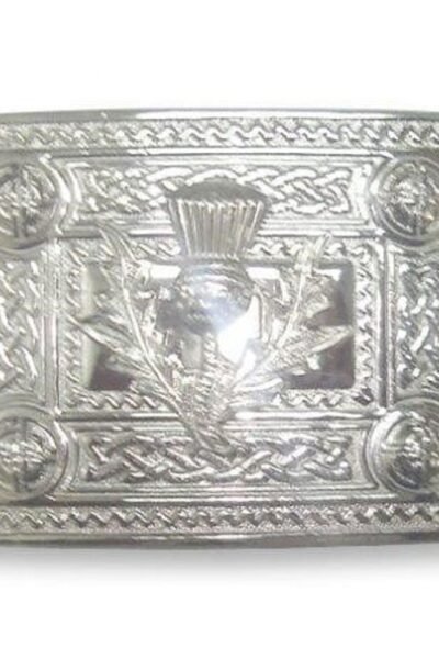 Chrome Thistle Kilt Belt Buckle