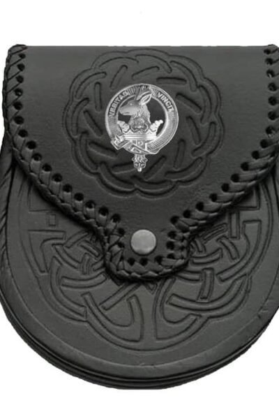 Thistle Semi Dress Black Leather Sporran Double Embossed