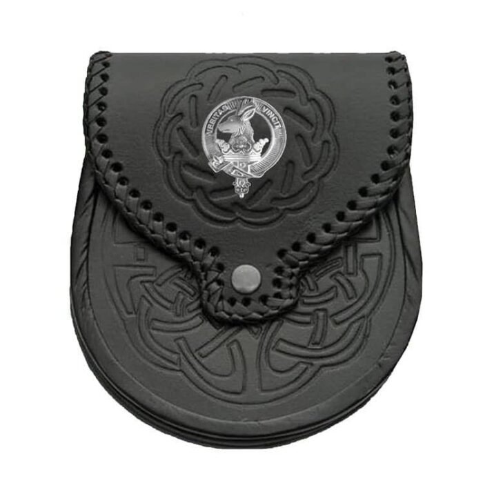Thistle Semi Dress Black Leather Sporran Double Embossed