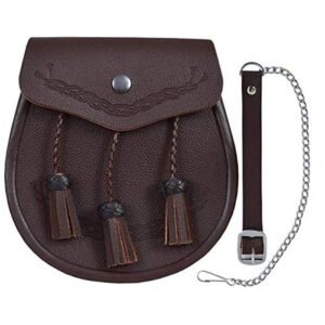 Classic Brown Leather Kilt Sporran Free Chain Strap