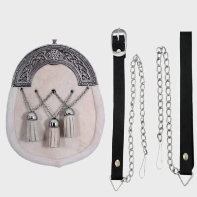 Cream Calfskin Cross Tassals Sporran