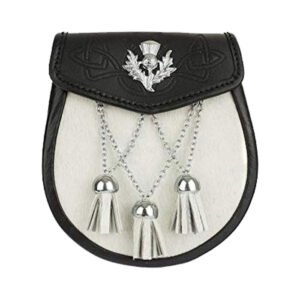 Embosed Thistle Leather Semi Dress Sporran