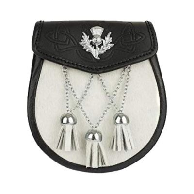 Embosed Thistle Leather Semi Dress Sporran