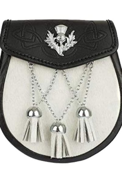 Embossed Thistle Leather Semi Dress Sporran