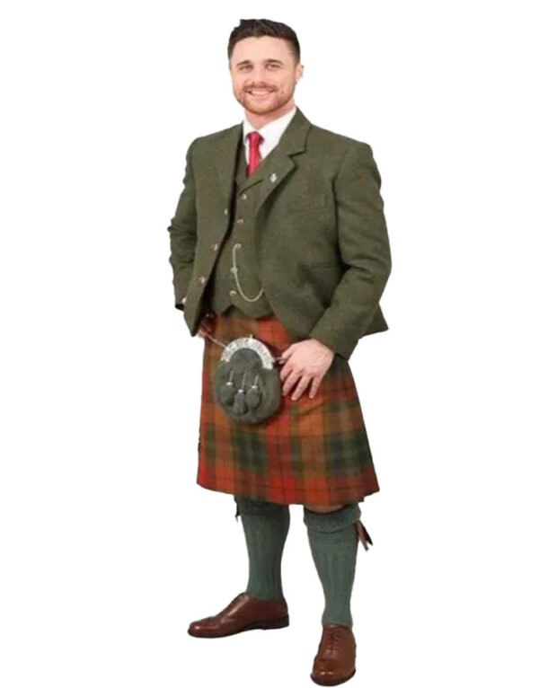 Forest Green Tweed Jacket Kilt Outfit for Men