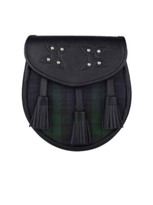 Genuine Leather With Black Watch Tartan Sporran