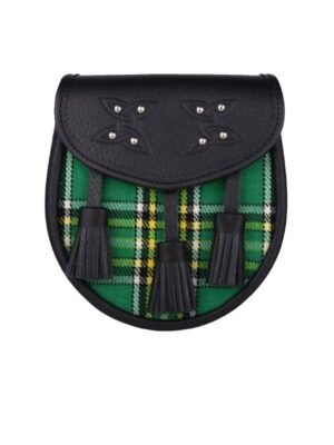 Genuine Leather With irish National Green Tartan Sporran
