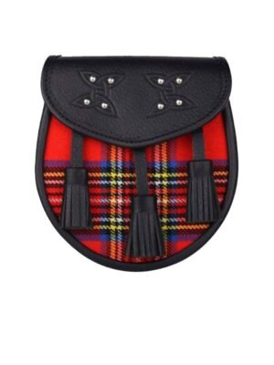 Genuine Leather With Royal Stewart Tartan Sporran