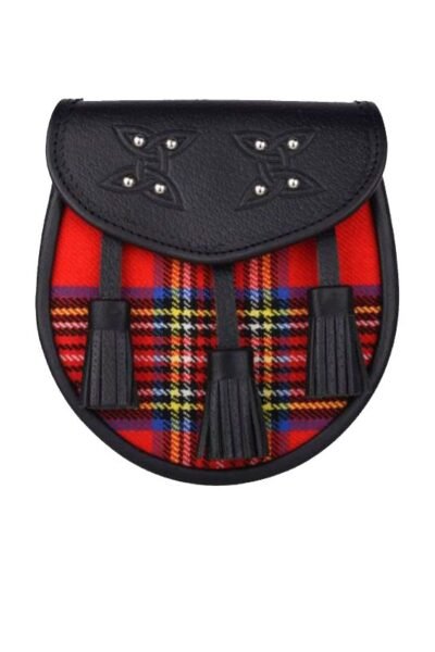 Genuine Leather With Royal Stewart Tartan Sporran