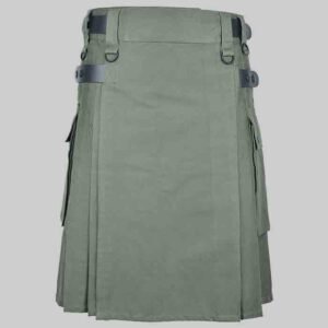 Green Utility Kilt With Side Pockets