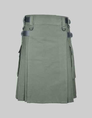 Green Utility Kilt With Side Pockets