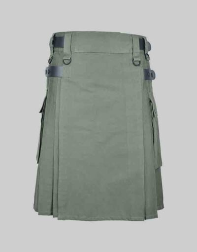 Green Utility Kilt With Side Pockets
