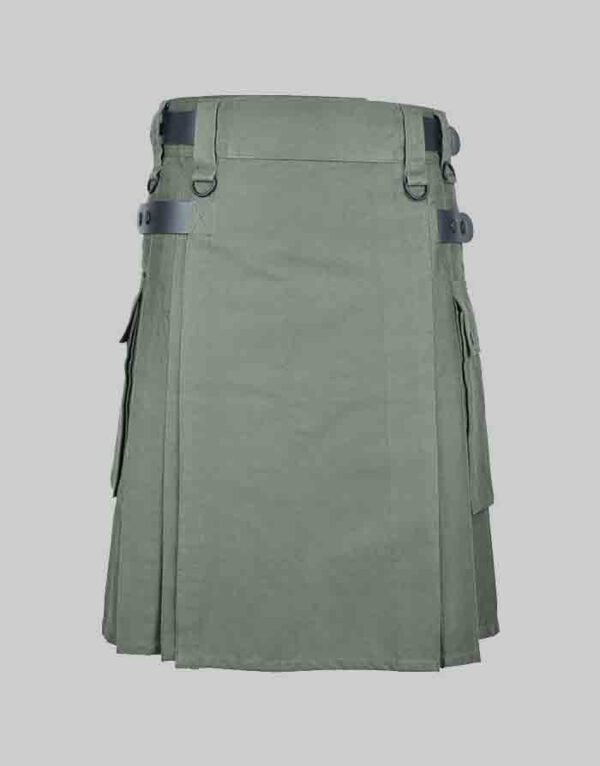 Green Utility Kilt With Side Pockets