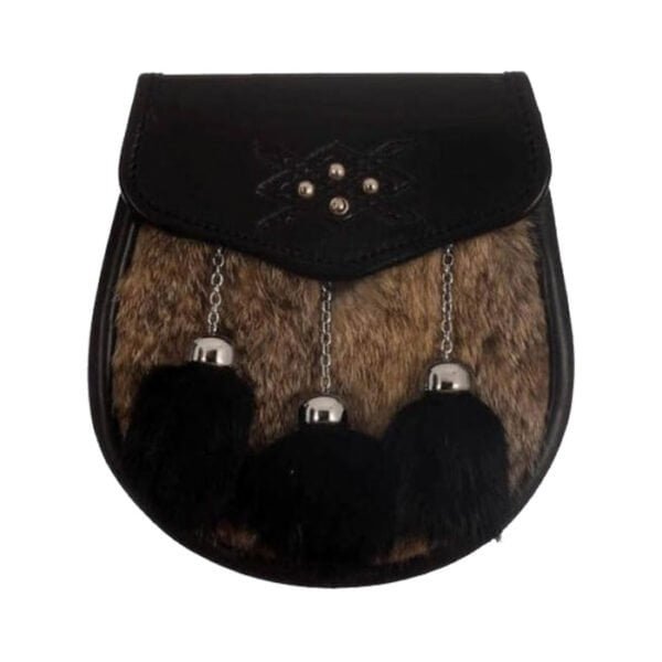 Grey and Black Rabbit Fur Cross Semi Dress Sporran