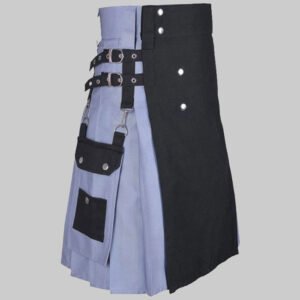 Grey And Black Two Tone Hybrid Kilt For Man